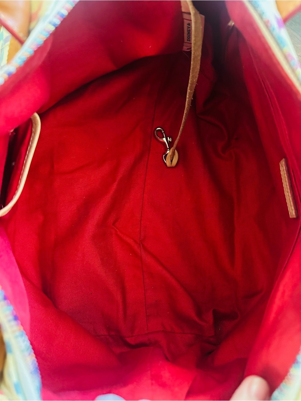 VTG Dooney & Bourke Y2K Rainbow Scribble Canvas Duffle Barrel Bag - Picture 14 of 14